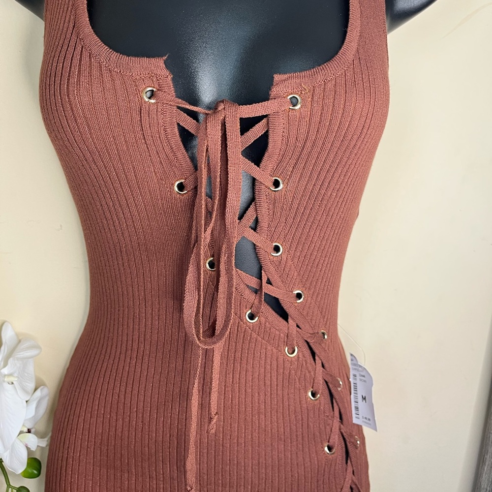 Ribbed Lace Up Jumpsuit 🤎🍫